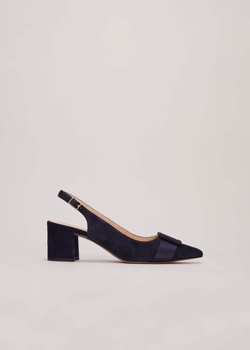 Phase Eight Blue Suede Slingback Heels Navy Canada | RQSCYM-498